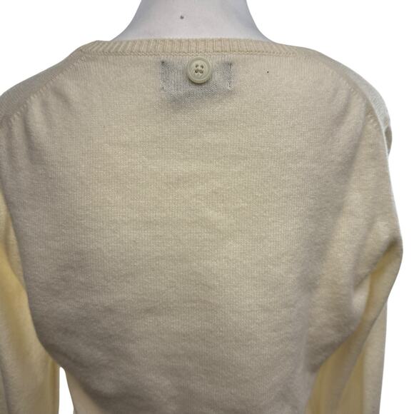 Sutton Cashmere Sweater Women Size M Modern Classic Long Sleeve Crew Neck Ivory - Picture 3 of 6